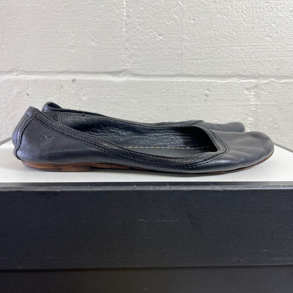 Frye Black Leather Ballet Flats Slip On Shoes Women's Size 8.5
